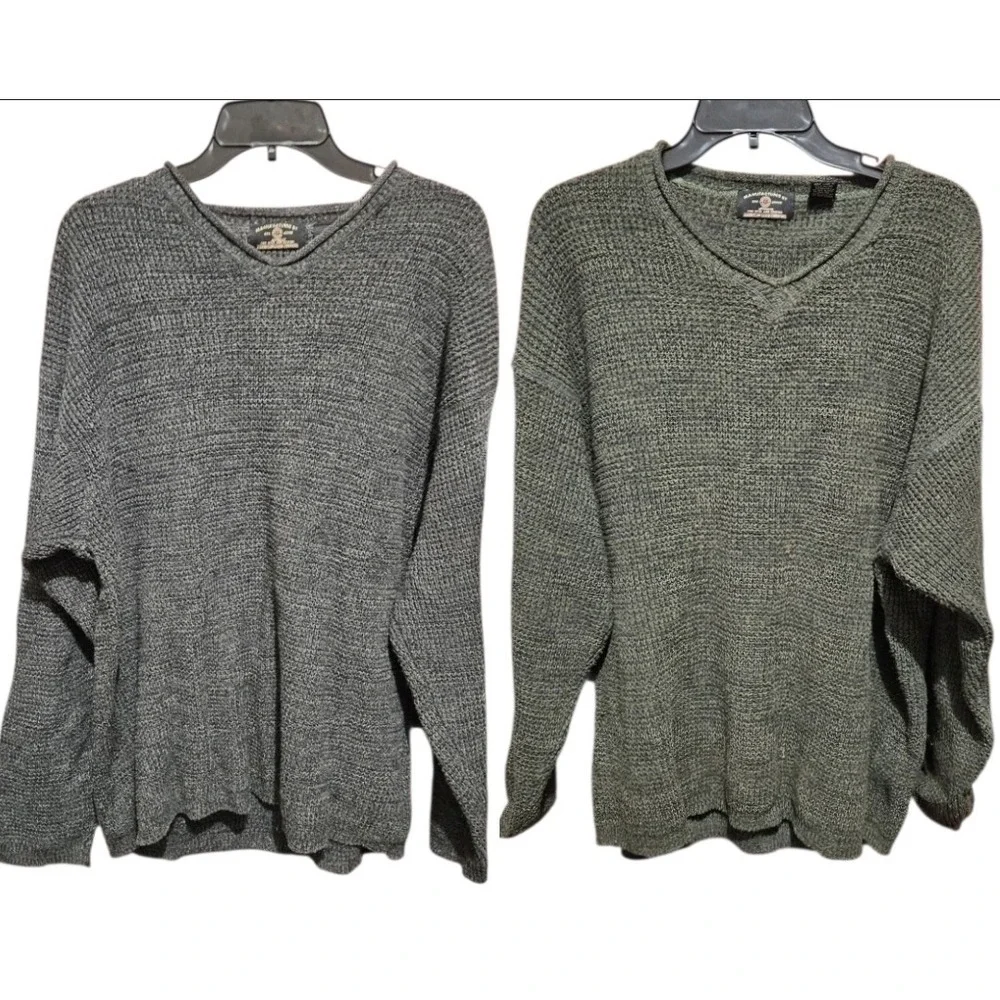 American Eagle Outfitters Qty of 2 Men's Crewneck Sweater Medium Gray Green Knit